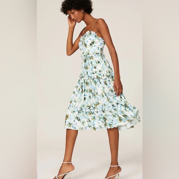 Badgley Mischka Blue Floral Ruffle Trim Dress
Size 8 - Picture 2 of 9